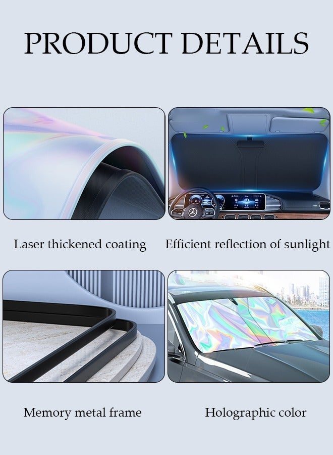 DUNISO Foldable Car Windshield Sun Shade, Front Windshield Sun Shade Blocks UV Rays, Sun Visor Protector, Keeps Vehicle Cooler, Keep Your Vehicle Cool And Damage Free For Most Cars - Image 3