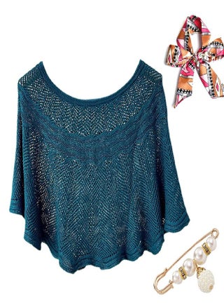 Knitted Sun-Proof Shawl, Ice Silk Shawl for Women, Summer Hollow-Out Knit Shawl Wraps, Women's Open Knit Top (Blue) - pzsku/Z8421E209CA77F24CEDA0Z/45/_/1692872495/b7460156-c5d6-4d29-b616-f99ed4b3ddcb