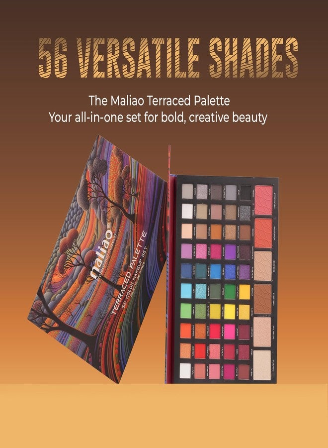 Maliao Terraced Palette - 56 Highly Pigmented Shades | Versatile Eyeshadow & Blush Palette, 68g - Image 2