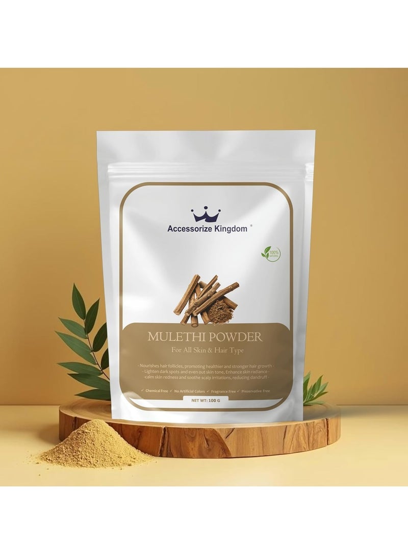 Accessories 22 Mulethi Powder (100gm) â€“ 100% Natural & Pure | Suitable for Skin & Hair | Brightens Skin, Reduces Dark Spots & Promotes Even Tone | Strengthens Hair, Soothes Scalp & Supports Growth - Image 3