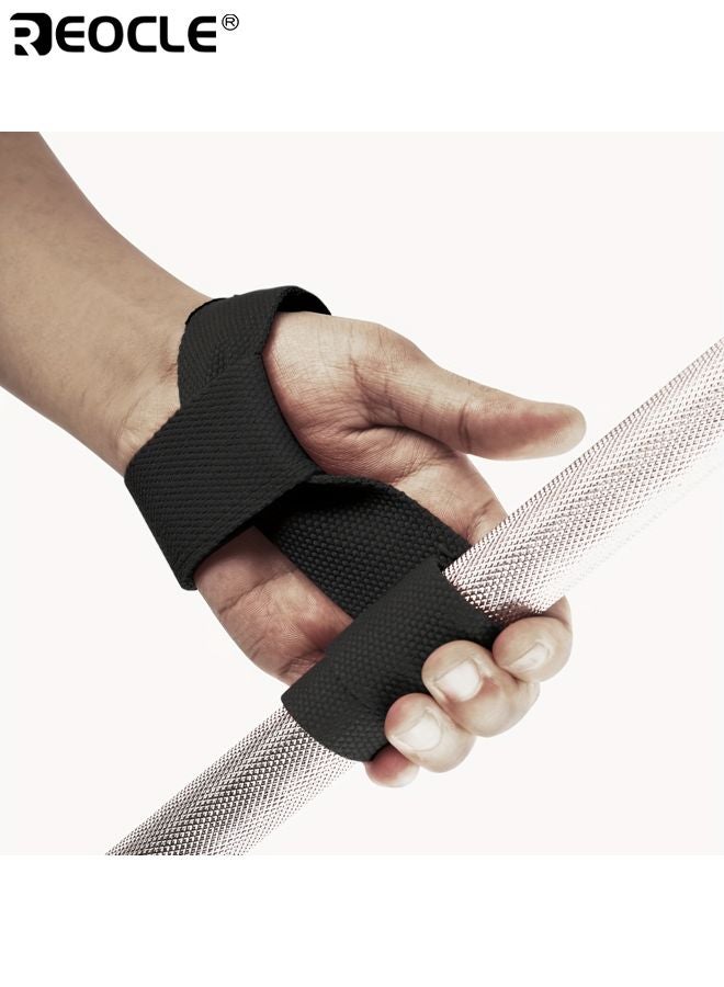 REOCLE 1 Pair Weight Lifting Wrist Straps with Extra Hand Grips Adjustable Wrist Wraps Heavy-Duty Fitness Suitable for Weightlifting Gym Bodybuilding Strength Training - Image 2