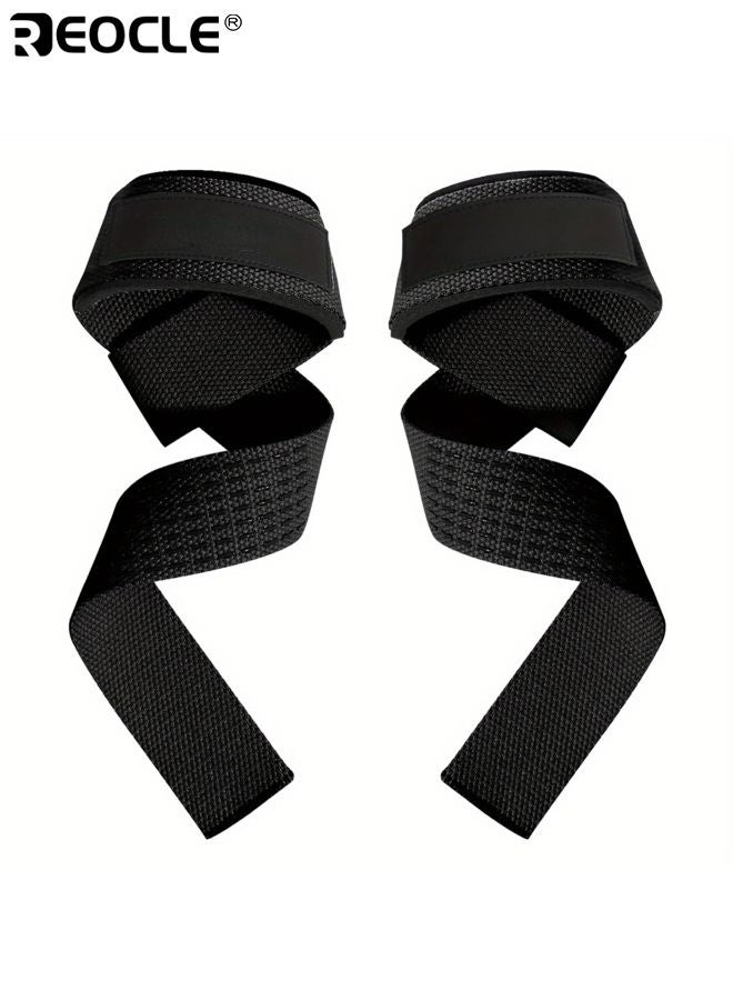 REOCLE 1 Pair Weight Lifting Wrist Straps with Extra Hand Grips Adjustable Wrist Wraps Heavy-Duty Fitness Suitable for Weightlifting Gym Bodybuilding Strength Training - Image 1