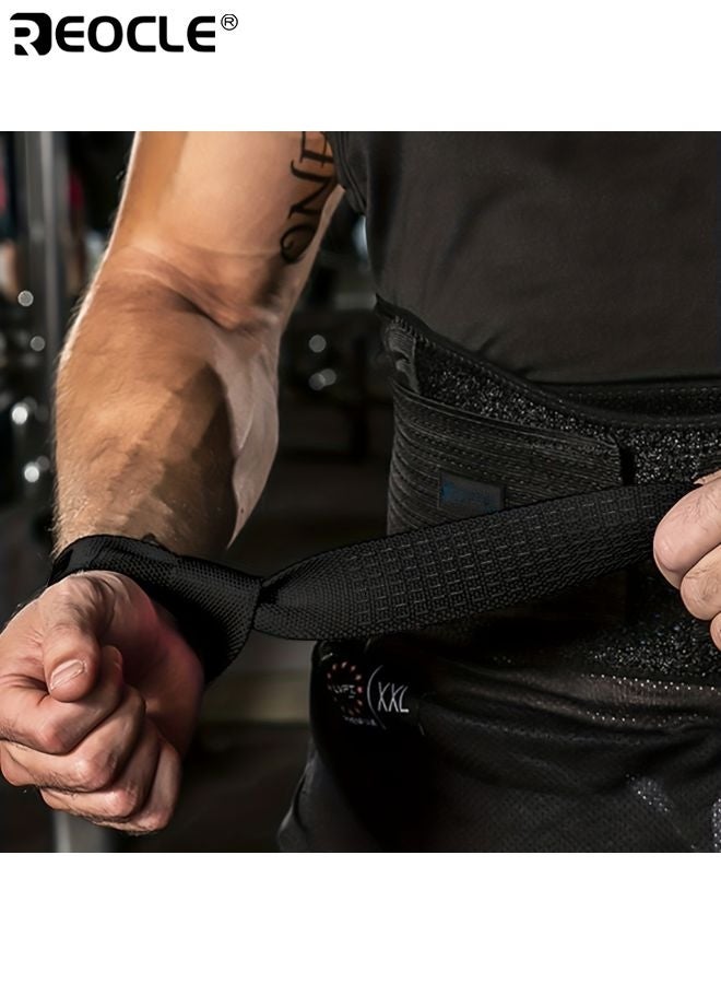 REOCLE 1 Pair Weight Lifting Wrist Straps with Extra Hand Grips Adjustable Wrist Wraps Heavy-Duty Fitness Suitable for Weightlifting Gym Bodybuilding Strength Training - Image 4