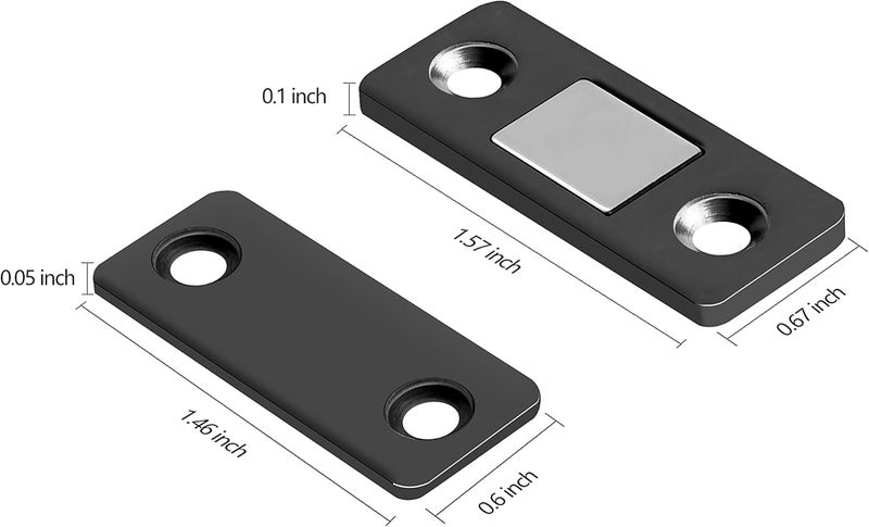 Mousike Magnetic Door Catch Ultra Thin Cabinet Magnets Stainless Steel Drawer Magnet Catch for Sliding Door Closure Kitchen Cabinet Cupboard Closet Closer (Black-6Pack) - Image 2