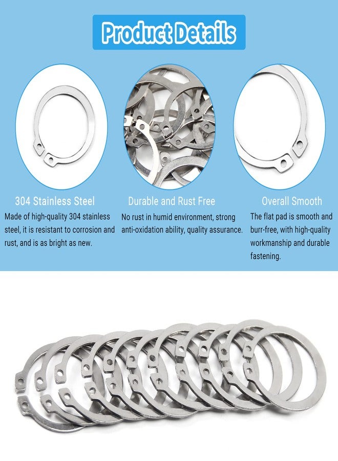 MroMax 304 Stainless Steel Sliver Tone External Circlip Retaining Shaft Snap Clip Rings 38mm 20pcs - Image 3