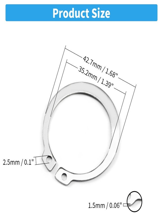 MroMax 304 Stainless Steel Sliver Tone External Circlip Retaining Shaft Snap Clip Rings 38mm 20pcs - Image 2