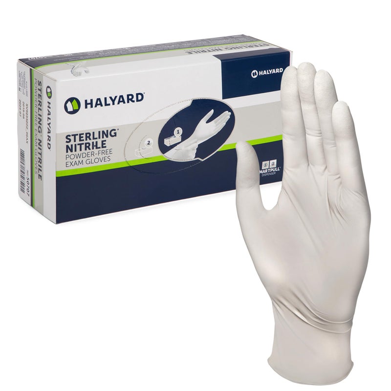 HALYARD STERLING Nitrile Exam Gloves, Non-Sterile, Powder-Free, 3.8 mil, 9.5 Inches, Gray, Small, 45269 (Box of 100) - Image 1