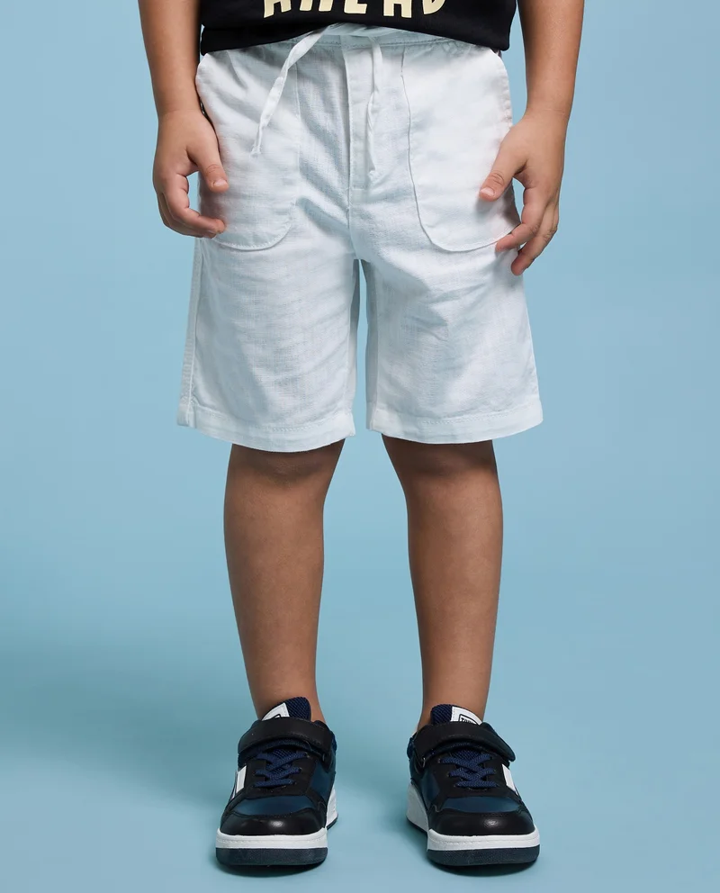 R&B Solid Shorts with Drawstring Waist