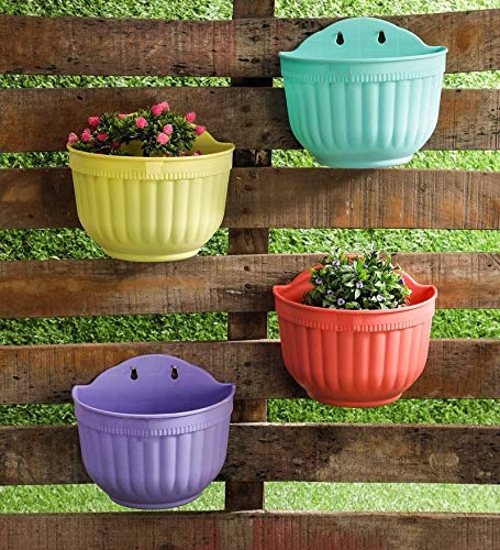 VGreen Garden VGreen Wall Flora Hanging Pot Set of 4 Pcs 10 Inch Multi - Image 1