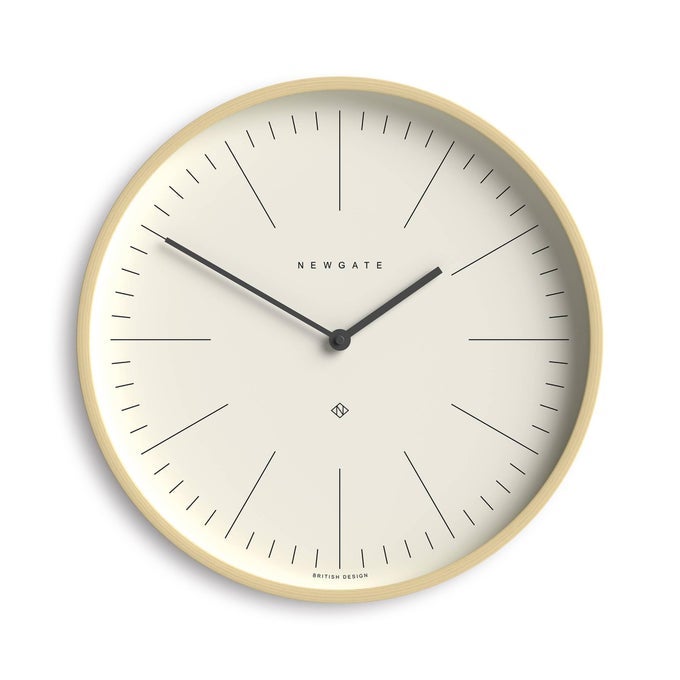 MR CLARKE WALL CLOCK LARGE SCANDI INSPIRED PLYWOOD CLOCK 40CM PALE WOOD CASE WITH MARKER DIAL MODERN MINIMALIST DESIGN FOR KITCHEN LIVING ROOM OR OFFICE