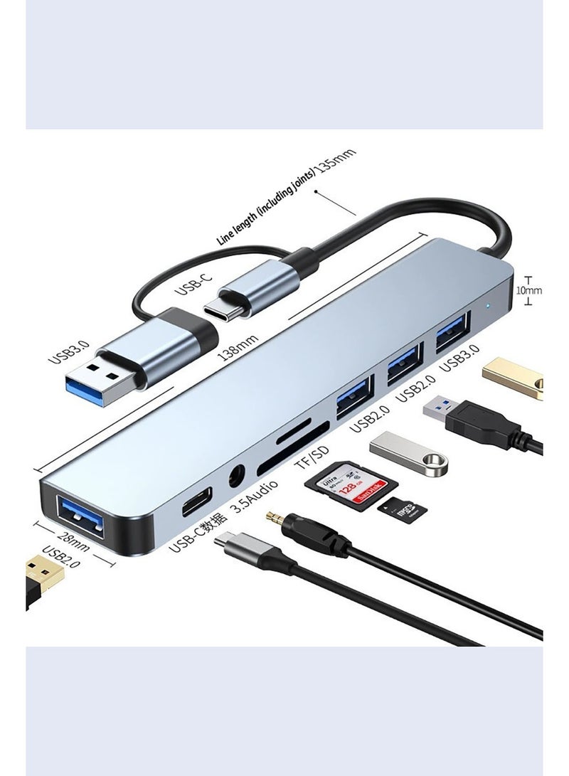 8-in-2 USB hub, MACBOOK converter, apple MacBook Samsung MacBook Hub，computer card reader - Image 1