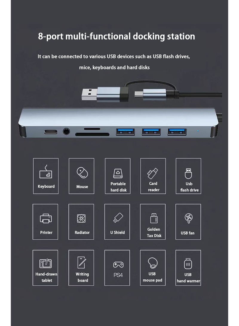 8-in-2 USB hub, MACBOOK converter, apple MacBook Samsung MacBook Hub，computer card reader - Image 4