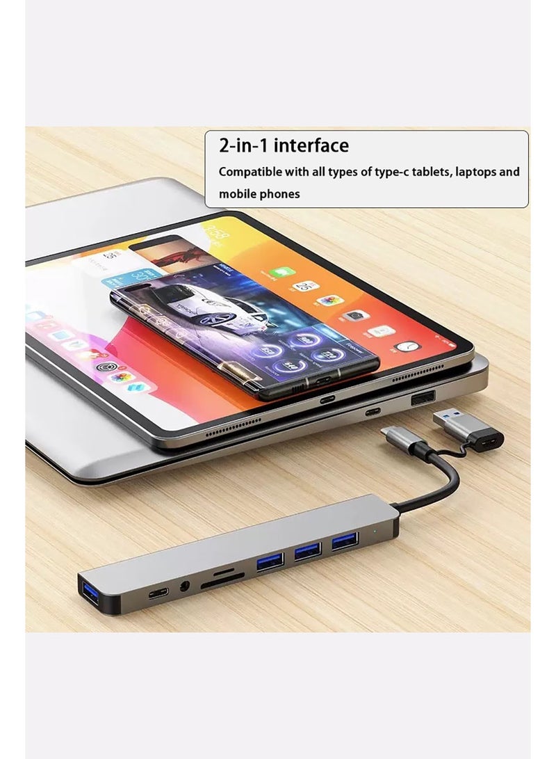 8-in-2 USB hub, MACBOOK converter, apple MacBook Samsung MacBook Hub，computer card reader - Image 2