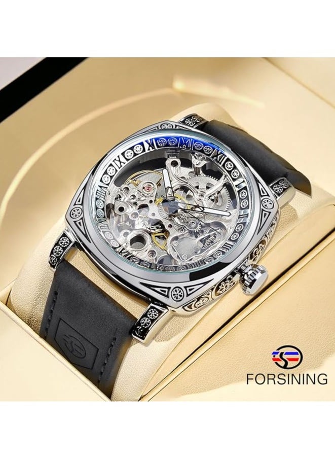 FORSINING Watches for Men Watch Genuine Leather Luxury Luminous Water Resistant Automatic Mechanical Wristwatch  - Image 5