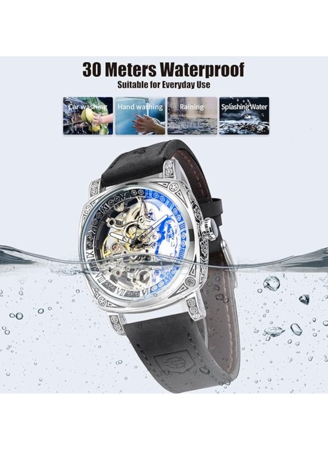 FORSINING Watches for Men Watch Genuine Leather Luxury Luminous Water Resistant Automatic Mechanical Wristwatch  - Image 4