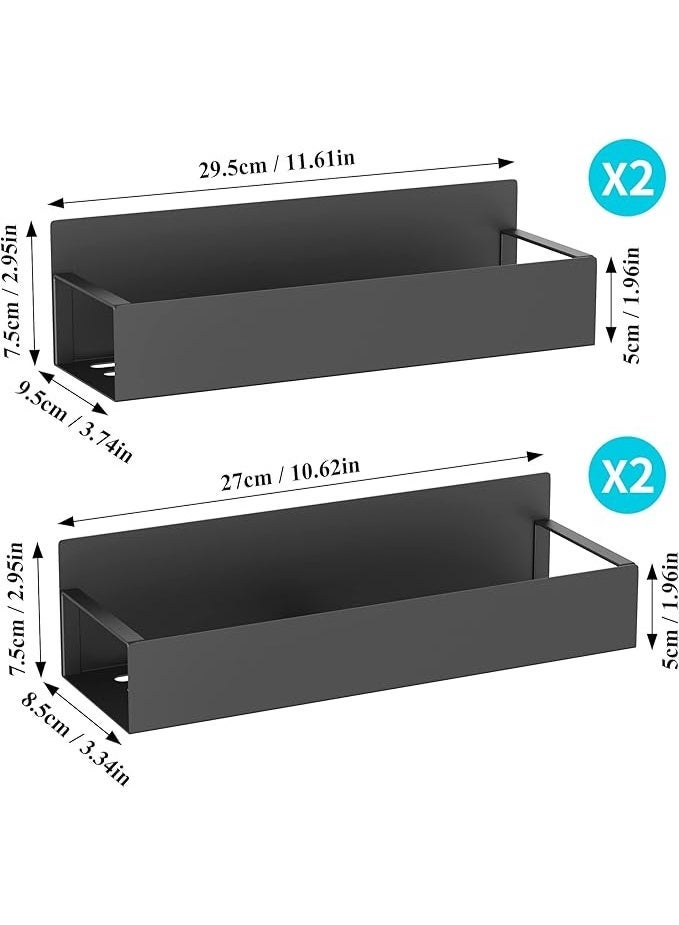 Chanskyu 4 Pack Magnetic Spice Storage Rack Organizer for Refrigerator and Oven, Black Fridge Organizers and Storage - Image 3