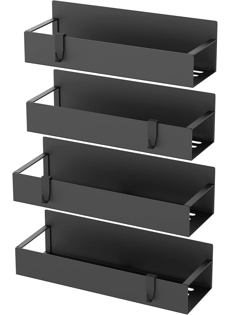 Chanskyu 4 Pack Magnetic Spice Storage Rack Organizer for Refrigerator and Oven, Black Fridge Organizers and Storage - Image 5