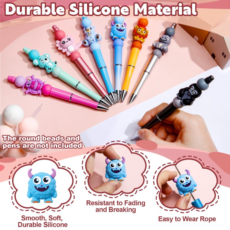 Ferreve 16 Pcs 3D Animal Silicone Focal Beads for Pens, Keychain Making, Focal Beads Bulk for Beadable Keychain DIY Crafts Necklace Bracelet Phone Chain Charms Jewelry Making - Image 4