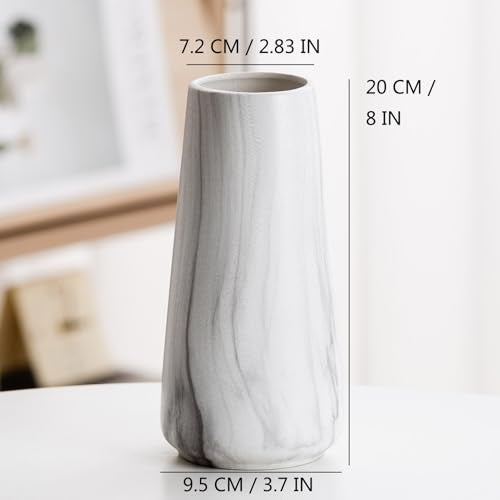HUBUISH Marble White Vase - 8" Big White Ceramic vase for Flower, Boho Vases for Pampas Grass, Minimalist Modern vases for Home Decor, Table Shelf Living Room Farmhouse Decor - Image 4