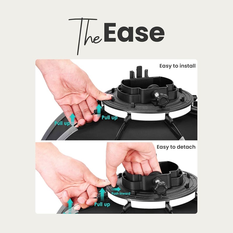 Digitek ® (DSBH-065) مجموعة صندوق ضوء ناعم محمول 65 سم مع حامل نوع S2، 2 موزع أبيض، حاجز جزيئات فضية، غطاء نايلون قابل للطي، حقيبة حمل، متوافق مع الفلاشات السريعة - Image 4