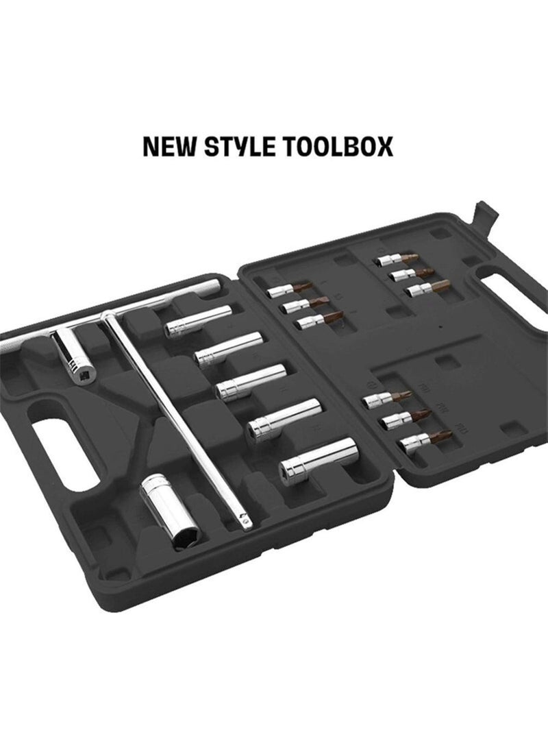 GGOOT Hardware Tool Socket Wrench T-Shaped Handle Universal Spanner Sleeves Removable Screw Nuts Key 19Pcs Bicycle Automobile Repair Tools (Color : 13Pcs)  - Image 4