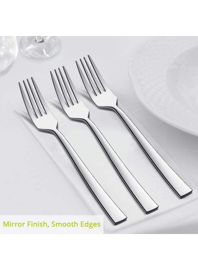E-far Dinner Forks Set of 12, E-far 7.9 Inch Stainless Steel Forks for Home, Kitchen or Restaurant, Non-toxic & Mirror Polished, Squared Edge & Dishwasher Safe - Image 3