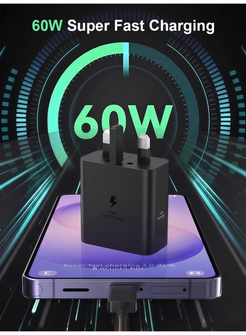 AMIJOY 60W Charger for Samsung Galaxy S26 Ultra, Type C Charger 60 watts Power Adapter, Support Super Fast Charging 3.0, Black - Image 2