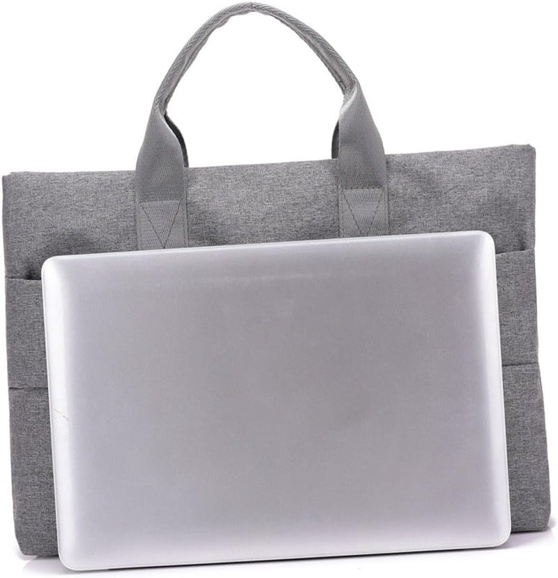 Oxford Cloth Laptop Briefcase Bag Thin Wear-resistant Casual Carrying Case for Women Girls Lightweight Design Grey Documents Daily Essentials - Image 5