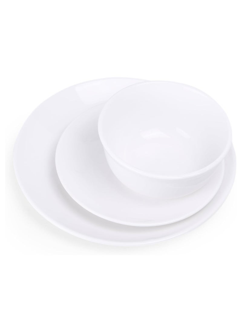 Shallow Shallow 18-Piece Porcelain Dinnerware Set – Elegant Ceramic Crockery for 6 | Includes 26.8 cm Dinner Plates, 20 cm Side Plates, and 15 cm Bowls, White  - Image 5