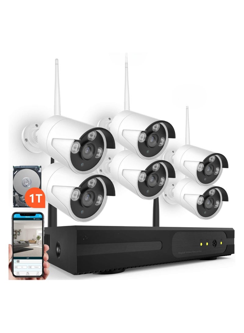 Wireless 6-Unit Smart System – 1080P HD, 8-Channel with 1TB Storage – Waterproof Build, Easy App Access – 2020 Edition