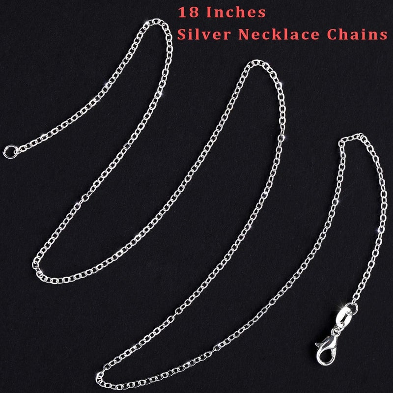 SANNIX 50 Pack Necklace Chains Bulk Silver Plated Necklace Chain Silver Chain Necklaces for DIY Jewelry Making Supplies, 1.2mm 18 Inches - Image 2