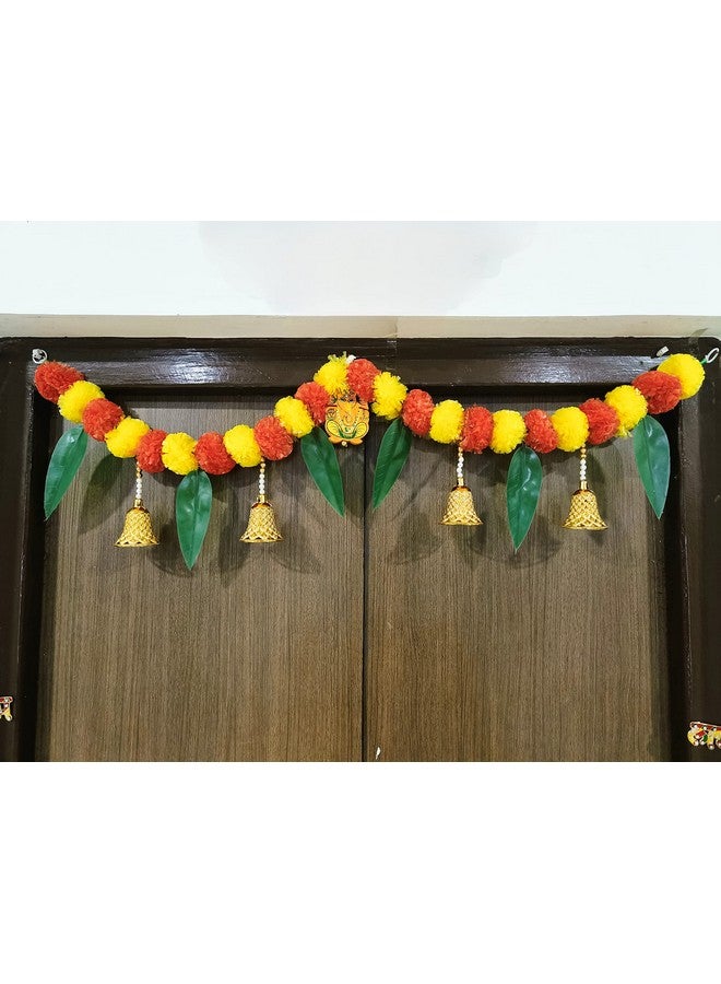 Crafonic Wooden Ganesha Aam Patta Artificial Flowers toran for Decoration,Door hangings,thoranam for Entrance Door,Main Door Decoration|Bandarwar for Home Decor - Image 1