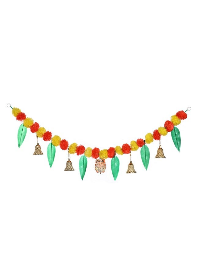 Crafonic Wooden Ganesha Aam Patta Artificial Flowers toran for Decoration,Door hangings,thoranam for Entrance Door,Main Door Decoration|Bandarwar for Home Decor - Image 2
