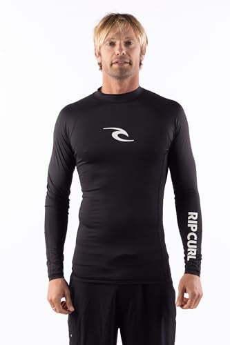 RIP CURL Long Sleeve Rashguard UPF 50 Sun Protection Surf Shirt Tight Fit Rash Vest - Image 1