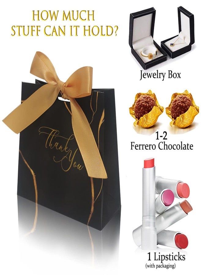 DECHISY 30Pack Small Thank You Gift Bags,Marble Pattern Party Favor Bags with Gold Bow Ribbon,4.5x1.8x3.Inches,Paper Bags for Birthday Wedding Bridesmaid Holiday Valentines Day (Black) - Image 4