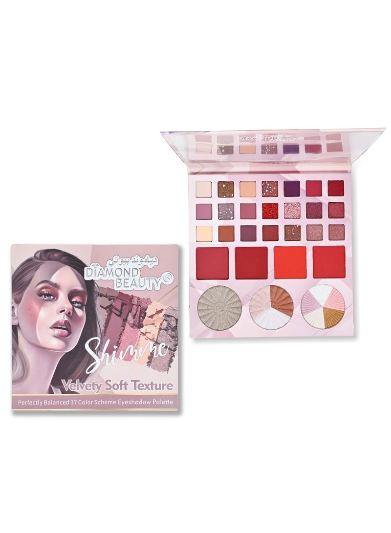 دايموند بيوتي لوحة ظلال عيون متوازنة مكونة من 37 لونًا ذات ملمس مخملي ناعم - Image 1