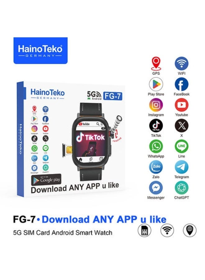 Haino Teko FG-7 5G Android Smartwatch with Rotating Camera SIM Card Slot and Social Media Access Black - Image 3