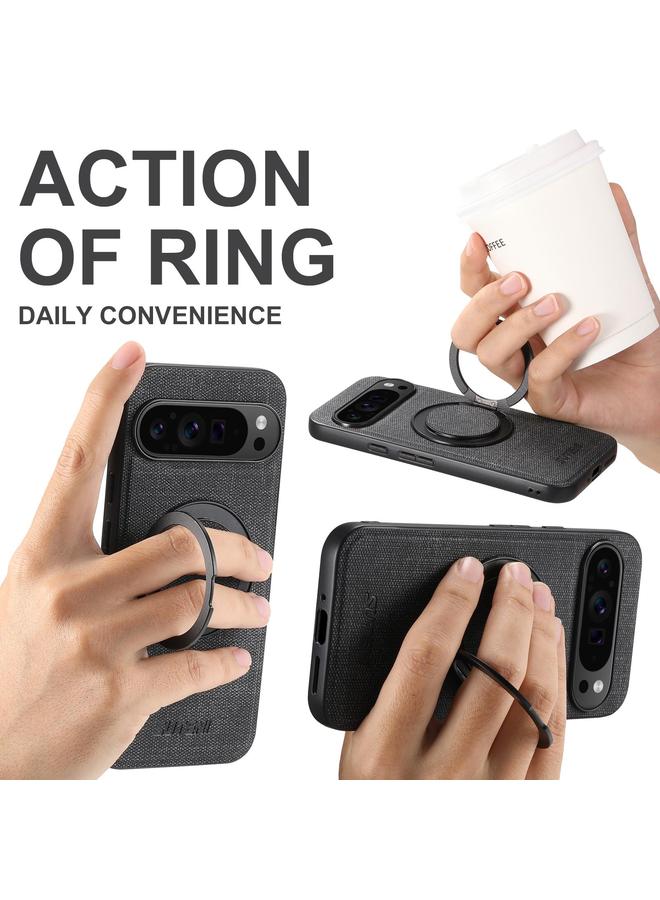 Suteni Case For Google Pixel 8a G3 360 Rotation Holder MagSafe Denim Leather Back Phone Case - Image 3