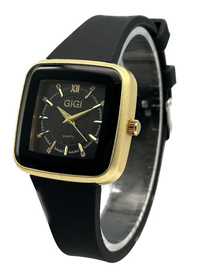 GIGI Analog Watch With Black Leather Strap - Image 1
