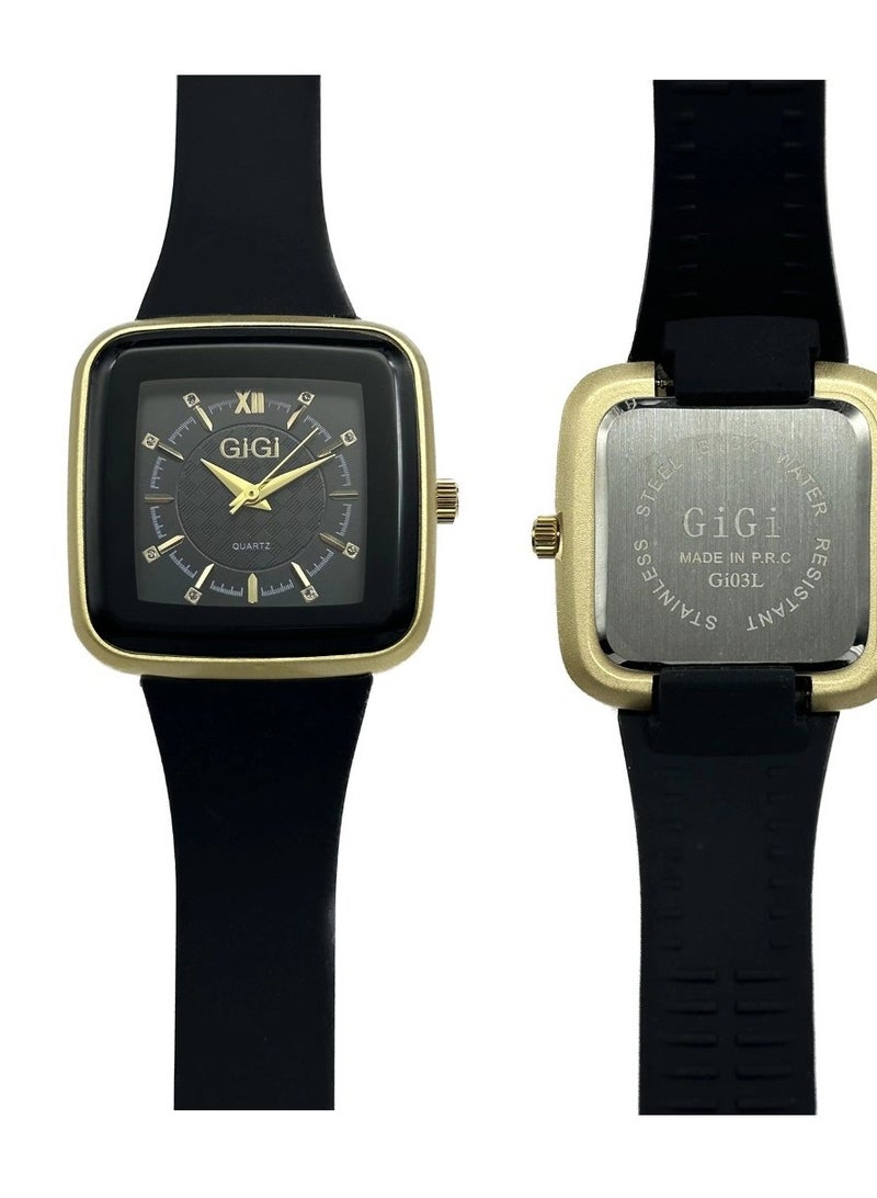 GIGI Analog Watch With Black Leather Strap - Image 3