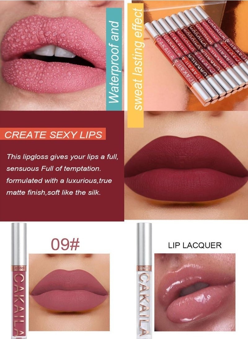 كاكيلا طقم أحمر الشفاه ماتي ليكيد 10pcs يحتوي على ملمع شفاه ناعم للمرأة . - Image 4