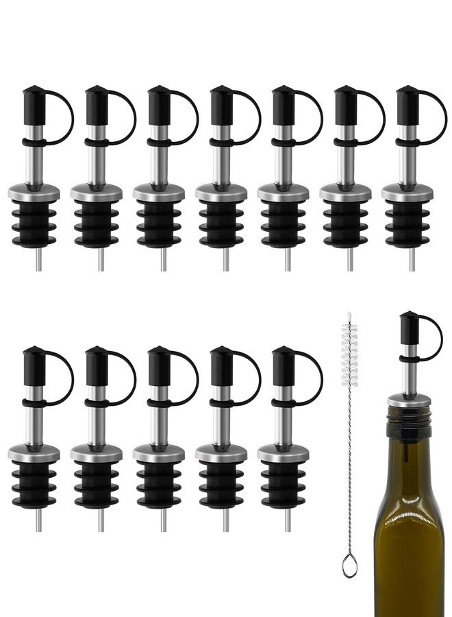 eispap 12Pcs Stainless Steel Bottle Pourers, Small Hole Bottle Olive Oil Spout with Rubber Dust Caps, Wine Pourers Liquor Pour Spouts for Pours Liquid, Wine, Vinegar, Most Liquor Bottles - Image 1