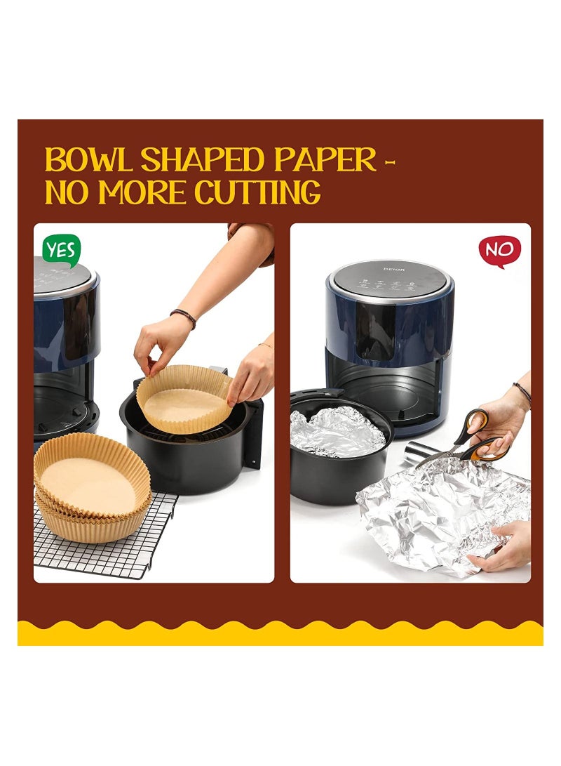 MERICKA 120 Air Fryer Disposable Paper Liner 120 Pcs Liners for Air Fryer Non-stick Parchment Paper for Frying Baking Cooking Roasting and Microwave - Unbleached Oil-proof 6.3-inch - Image 3