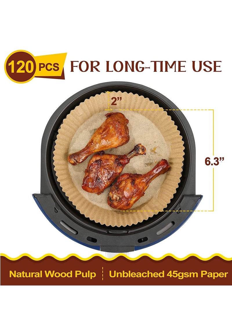 MERICKA 120 Air Fryer Disposable Paper Liner 120 Pcs Liners for Air Fryer Non-stick Parchment Paper for Frying Baking Cooking Roasting and Microwave - Unbleached Oil-proof 6.3-inch - Image 5