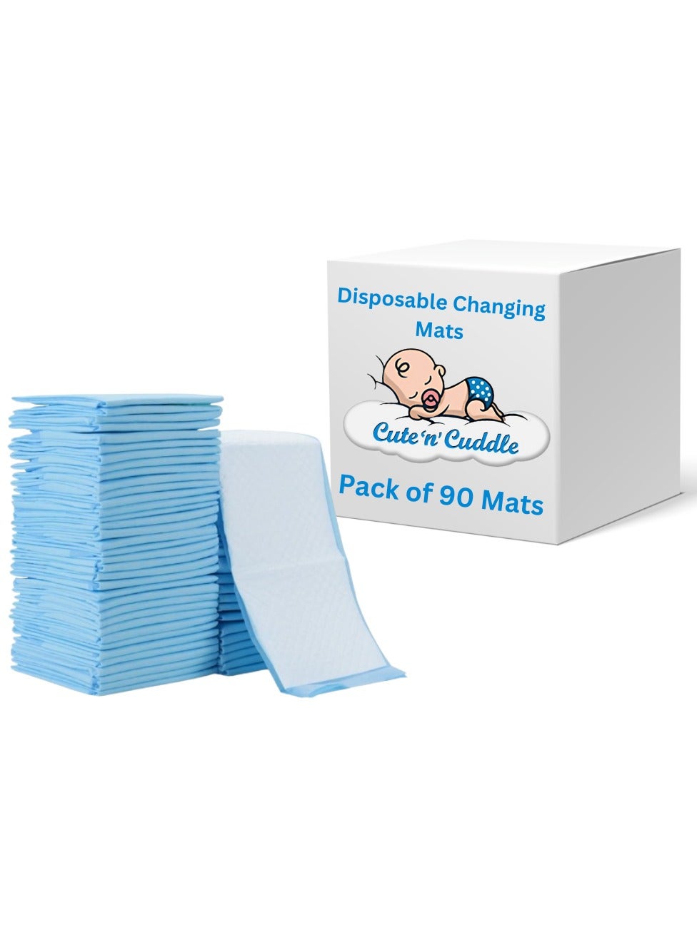 Cute 'n' Cuddle Pack Of 90 Disposable Changing Pads For Baby 60 CM X 45 CM