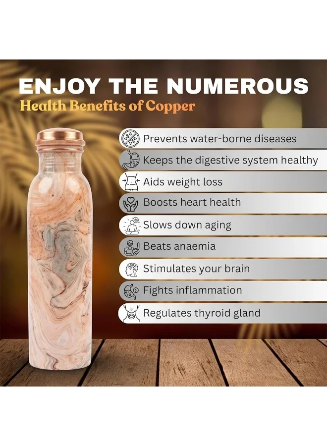 Mobcos Mobcos Natural Wood Swirl Copper W Bottle 1 Ltr Mobcos Natural Wood Swirl Copper Water Bottle 1 Ltr, 99% Pure Copper Bottle with Leakproof Screw Cap, Handmade Marbled Design, Reusable Water Bottle for Home, Office & Travel  | Best Price UAE