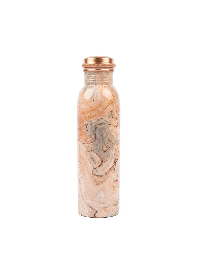 Mobcos Mobcos Natural Wood Swirl Copper Water Bottle 1 Ltr, 99% Pure Copper Bottle with Leakproof Screw Cap, Handmade Marbled Design, Reusable Water Bottle for Home, Office & Travel
