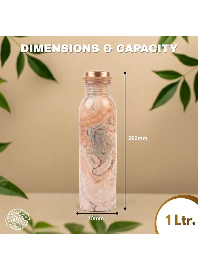 Mobcos Mobcos Natural Wood Swirl Copper W Bottle 1 Ltr Mobcos Natural Wood Swirl Copper Water Bottle 1 Ltr, 99% Pure Copper Bottle with Leakproof Screw Cap, Handmade Marbled Design, Reusable Water Bottle for Home, Office & Travel  | Best Price UAE