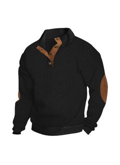 Generic 2024 CasualSweatshirt Mens Autumn/Winter Slimming Trendy Long Sleeve Knit Pullover Shirt Fitness Training Apparel Black 