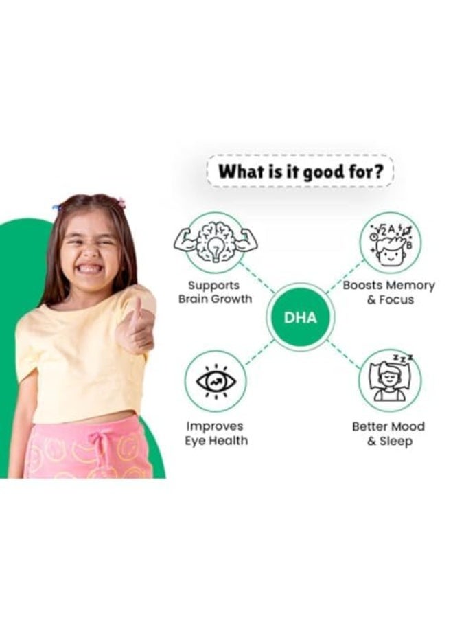 Little Joys DHA Omega 3 Brain Gummies For Kids | 2-6 years | 30 Day Pack | Improved Concentration, Mood & Sleep | Plant Based Omega 3 Supplements | Multivitamin Gummies For Kids With No Added Sugar - Image 4